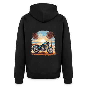 Motorcycle Beach Vintage Trip Biker Design - Unisex Premium Organic Zip Hoodie - black - Back - Nico (187cm)