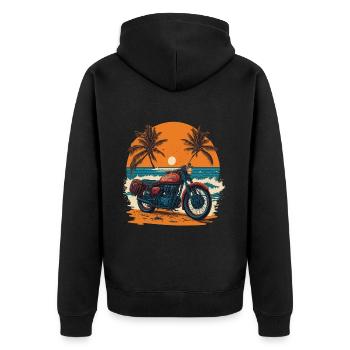 Retro Motorcyclist Bike Design Flair Freedom - Unisex Premium Organic Zip Hoodie - black - Back - Nico (187cm)