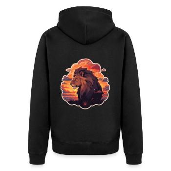 Lion, Chat sauvage, Tête de lion, Lion, Bébé, Gros chat - Veste à capuche bio Premium Unisexe - noir - Dos - Nico (187cm)