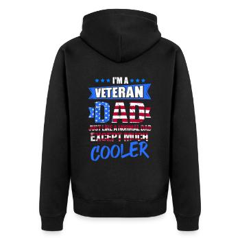 I'm A Veteran Dad Just Like A Normal Dad Except Mu - Unisex Premium Bio Zip Hoodie - Schwarz - Hinten - Nico (187cm)