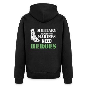 militaire, parce que même les héros de la marine - Veste à capuche bio Premium Unisexe - noir - Dos - Nico (187cm)