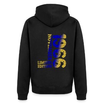 1966 novembre édition limitée 57e anniversaire décoration - Veste à capuche bio Premium Unisexe - noir - Dos - Nico (187cm)