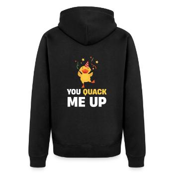 You quack me funny duck lover - Unisex Premium Organic Zip Hoodie - black - Back - Nico (187cm)