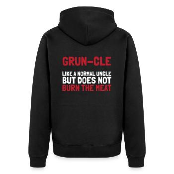 Bbq Grilling Uncle - Unisex Premium Organic Zip Hoodie - black - Back - Nico (187cm)
