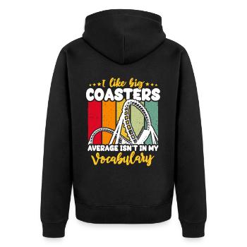 Achterbahn Achterbahnfahrer - Unisex Premium Bio Zip Hoodie - Schwarz - Hinten - Nico (187cm)