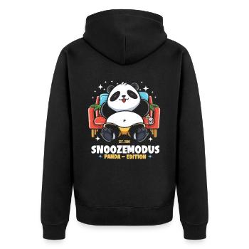 Panda-Faulenzerparadies - Unisex Premium Bio Zip Hoodie - Schwarz - Hinten - Nico (187cm)