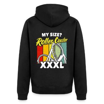 Achterbahn Achterbahnfahrer - Unisex Premium Bio Zip Hoodie - Schwarz - Hinten - Nico (187cm)