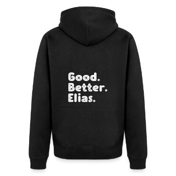 Good better Elias - Unisex Premium Organic Zip Hoodie - black - Back - Nico (187cm)