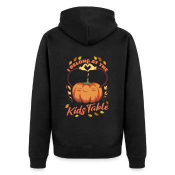 I Belong At The Kids Table - Pumpkin Thanksgiving - Unisex Premium Organic Zip Hoodie - black - Back - Nico (187cm)