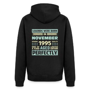 28th Birthday November Vintage 1995 Vintage - Unisex Premium Organic Zip Hoodie - black - Back - Nico (187cm)