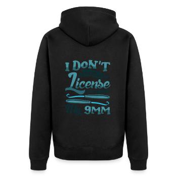 I don't give a knit - Unisex Premium Bio Zip Hoodie - Schwarz - Hinten - Nico (187cm)