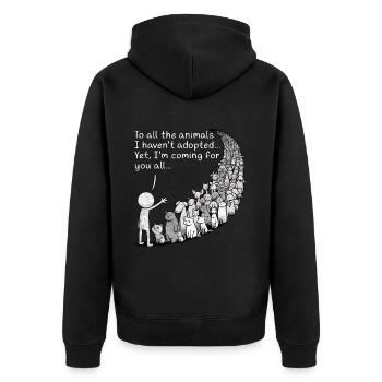 Pre-Pet Parent Animal Adoption Doodle Design - Unisex Premium Organic Zip Hoodie - black - Back - Nico (187cm)