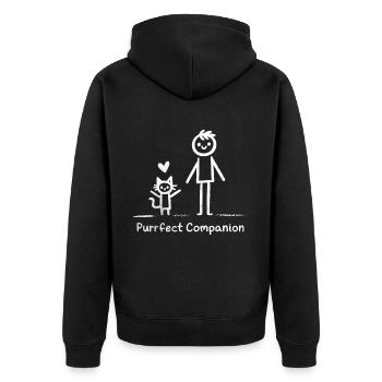 Purrfect Companion Cat Doodle T-shirt Für - Unisex Premium Bio Zip Hoodie - Schwarz - Hinten - Nico (187cm)