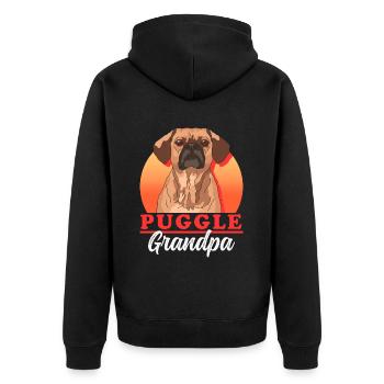 Puggle Opa Hundeliebhaber Hundebesitzer Geschenk - Unisex Premium Bio Zip Hoodie - Schwarz - Hinten - Nico (187cm)