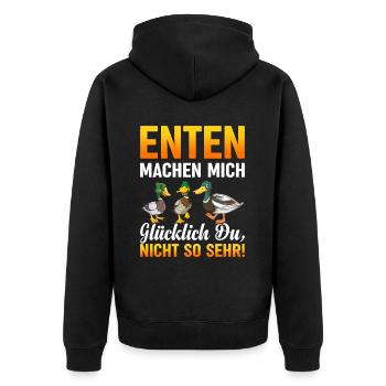 Enten Machen Mich Glücklich Du Nicht So Sehr - Unisex Premium Bio Zip Hoodie - Schwarz - Hinten - Nico (187cm)