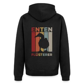 Quack Enten Flüsterer Gummiente Sonnenuntergang - Unisex Premium Bio Zip Hoodie - Schwarz - Hinten - Nico (187cm)