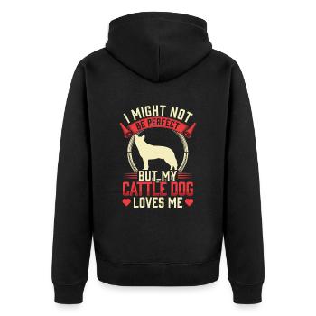 Mein Australian Cattle Dog liebt mich - Unisex Premium Bio Zip Hoodie - Schwarz - Hinten - Nico (187cm)