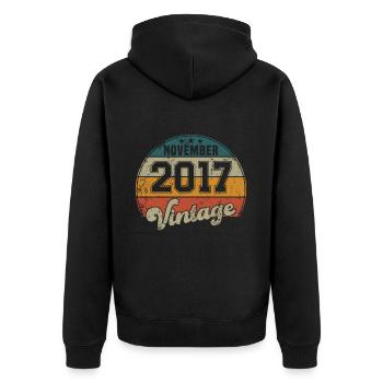 Vintage Geburtstag - November 2017 - Geschenkidee - Unisex Premium Bio Zip Hoodie - Schwarz - Hinten - Nico (187cm)