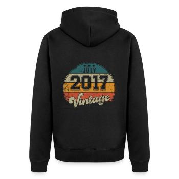 Vintage Geburtstag - Juli 2017 - Geschenkidee - Unisex Premium Bio Zip Hoodie - Schwarz - Hinten - Nico (187cm)