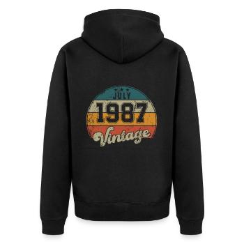 Vintage Geburtstag - Juli 1987 - Geschenkidee - Unisex Premium Bio Zip Hoodie - Schwarz - Hinten - Nico (187cm)