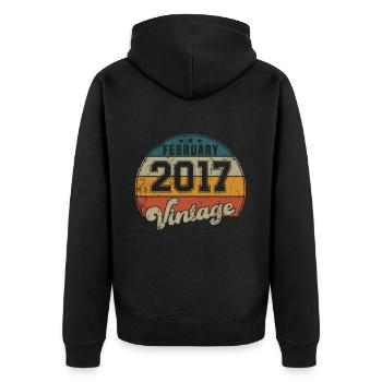 Vintage Geburtstag - Februar 2017 - Geschenkidee - Unisex Premium Bio Zip Hoodie - Schwarz - Hinten - Nico (187cm)