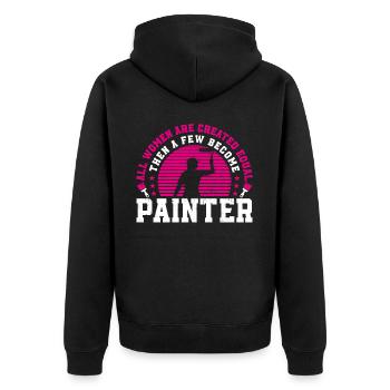 Peintre en bâtiment Décorateur Femme - Veste à capuche bio Premium Unisexe - noir - Dos - Nico (187cm)