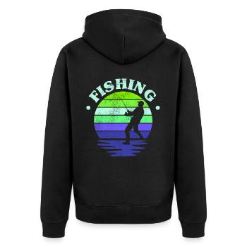 Fishing, Angler, Fisherman Fishing and Pike Fishing - Unisex Premium Organic Zip Hoodie - black - Back - Nico (187cm)