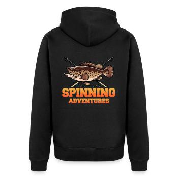 Fishing, Angler, Fisherman Fishing and Pike Fishing - Unisex Premium Organic Zip Hoodie - black - Back - Nico (187cm)