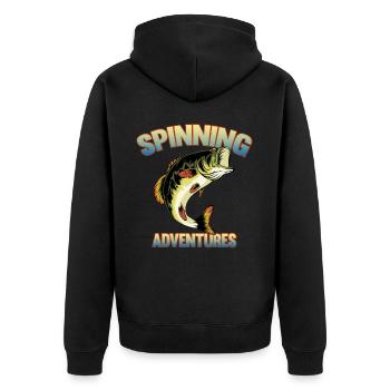 Fishing, Angler, Fisherman Fishing and Pike Fishing - Unisex Premium Organic Zip Hoodie - black - Back - Nico (187cm)