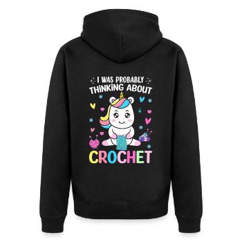Crochet Crochet Knitting - Unisex Premium Organic Zip Hoodie - black - Back - Nico (187cm)