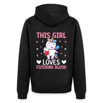 Dialyse-Techniker Girl Tech - Unisex Premium Bio Zip Hoodie - Schwarz - Hinten - Nico (187cm)