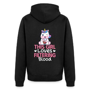 Technicienne en dialyse Girl Tech - Veste à capuche bio Premium Unisexe - noir - Dos - Nico (187cm)