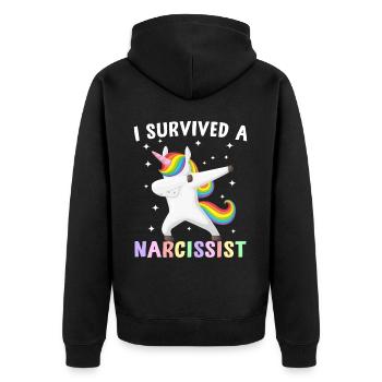 Drôle De Divorce Féministe - Veste à capuche bio Premium Unisexe - noir - Dos - Nico (187cm)