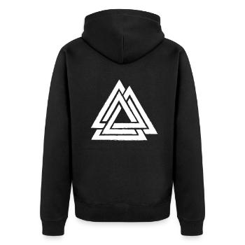 Valknut Odin Keltischer Knoten Wikinger Mythologie - Unisex Premium Bio Zip Hoodie - Schwarz - Hinten - Nico (187cm)