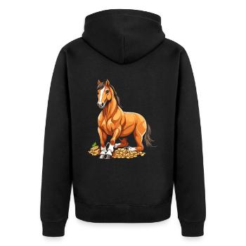 Horse Equestrian - Unisex Premium Organic Zip Hoodie - black - Back - Nico (187cm)