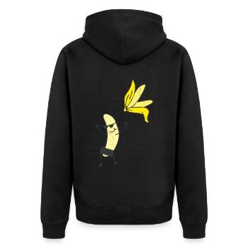 Nackte Banane Früchte Frucht Freikörperkultur - Unisex Premium Bio Zip Hoodie - Schwarz - Hinten - Nico (187cm)