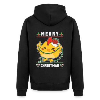 Merry Christmas Sweet Santa Chick - Ugly Christmas - Unisex Premium Organic Zip Hoodie - black - Back - Nico (187cm)