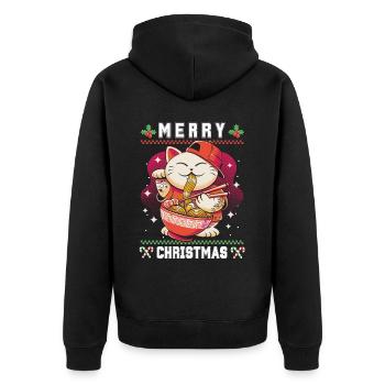 Chat d’anime kawaii mignon avec Ramen Noël laid - Veste à capuche bio Premium Unisexe - noir - Dos - Nico (187cm)