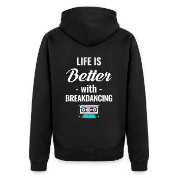 Das Leben Ist Besser Mit Der - Unisex Premium Bio Zip Hoodie - Schwarz - Hinten - Nico (187cm)