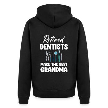 Pensionierte Zahnärzte Machen Den Besten - Unisex Premium Bio Zip Hoodie - Schwarz - Hinten - Nico (187cm)