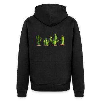 Wüstenpflanze Kaktus Kakteen Mexiko Wüste Garten - Unisex Premium Bio Zip Hoodie - Schwarz - Hinten - Nico (187cm)