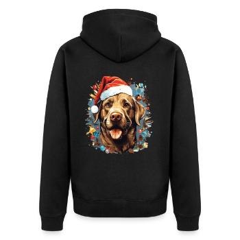 Chien de race Labrador qui fête Noël - Veste à capuche bio Premium Unisexe - noir - Dos - Nico (187cm)