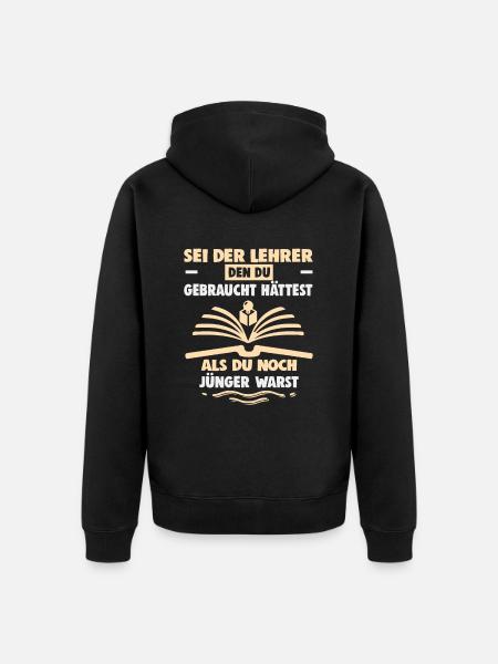 Bester Lehrer Rente Geschenkidee Schüler - Unisex Premium Bio Zip Hoodie - Schwarz
