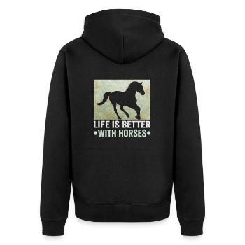 Equestrian and equestrian design for horse lovers - Unisex Premium Organic Zip Hoodie - black - Back - Nico (187cm)