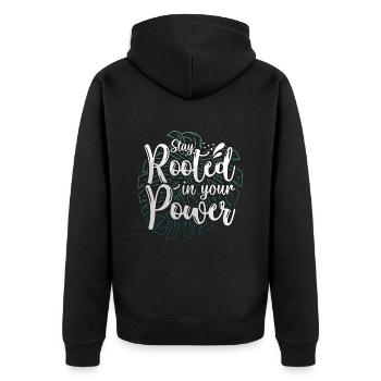Monstera Stay Rooted In Your Power Loves Gardening - Unisex Premium Bio Zip Hoodie - Schwarz - Hinten - Nico (187cm)