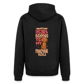 Hundeliebe - Magyar Vizsla - Unisex Premium Bio Zip Hoodie - Schwarz - Hinten - Nico (187cm)