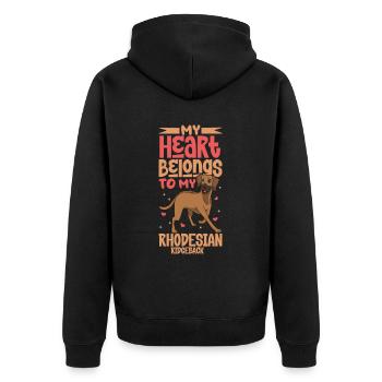 Hundeliebe - Rhodesian Ridgeback - Unisex Premium Bio Zip Hoodie - Schwarz - Hinten - Nico (187cm)