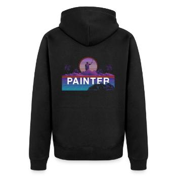 House Painter Decorator Retro 80s - Unisex Premium Organic Zip Hoodie - black - Back - Nico (187cm)