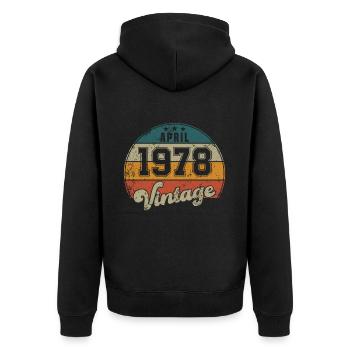 Vintage Geburtstag - April 1978 - Geschenkidee - Unisex Premium Bio Zip Hoodie - Schwarz - Hinten - Nico (187cm)