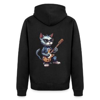 Cat Musician Guitarist Guitar Music Lover Cat - Unisex Premium Bio Zip Hoodie - Schwarz - Hinten - Nico (187cm)